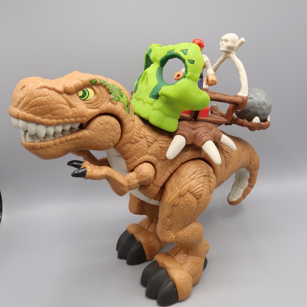 Imaginext T Rex Dinosaur with Warrior Rock Accessories Peg Leg Pirate Toy Large